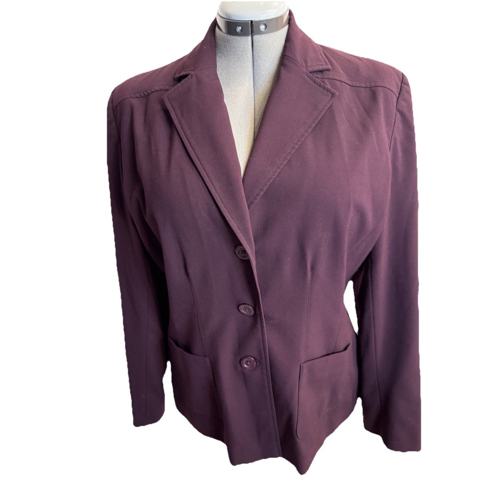 Hillard And Hanson Purple Suit Blazer Size 14 Stretch PTP 22" 3 Buttons
